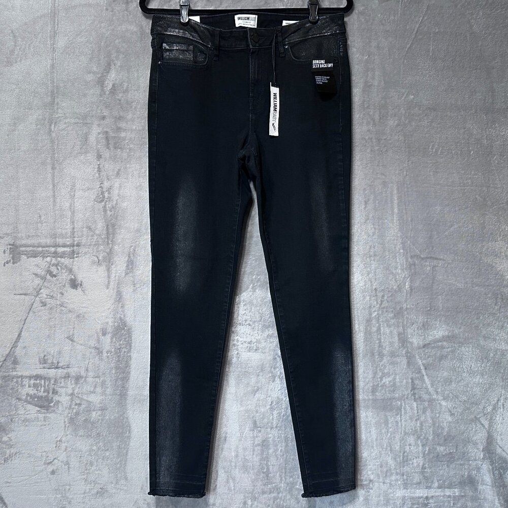 William Rast Perfect Skinny Jeans Sz 31 Black with Silver Accent